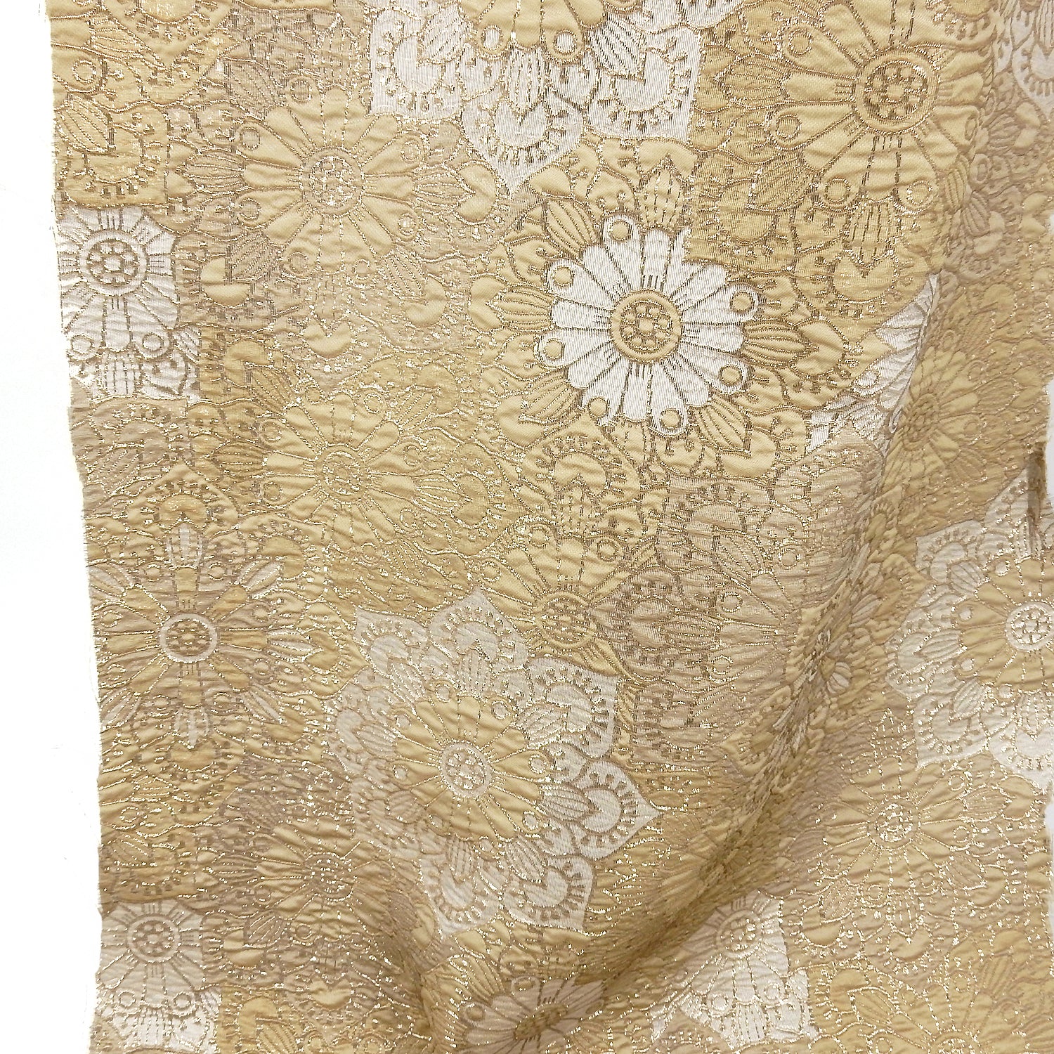 Metallic Brocade Fabric 407 Gold, Beige & Metallic Gold