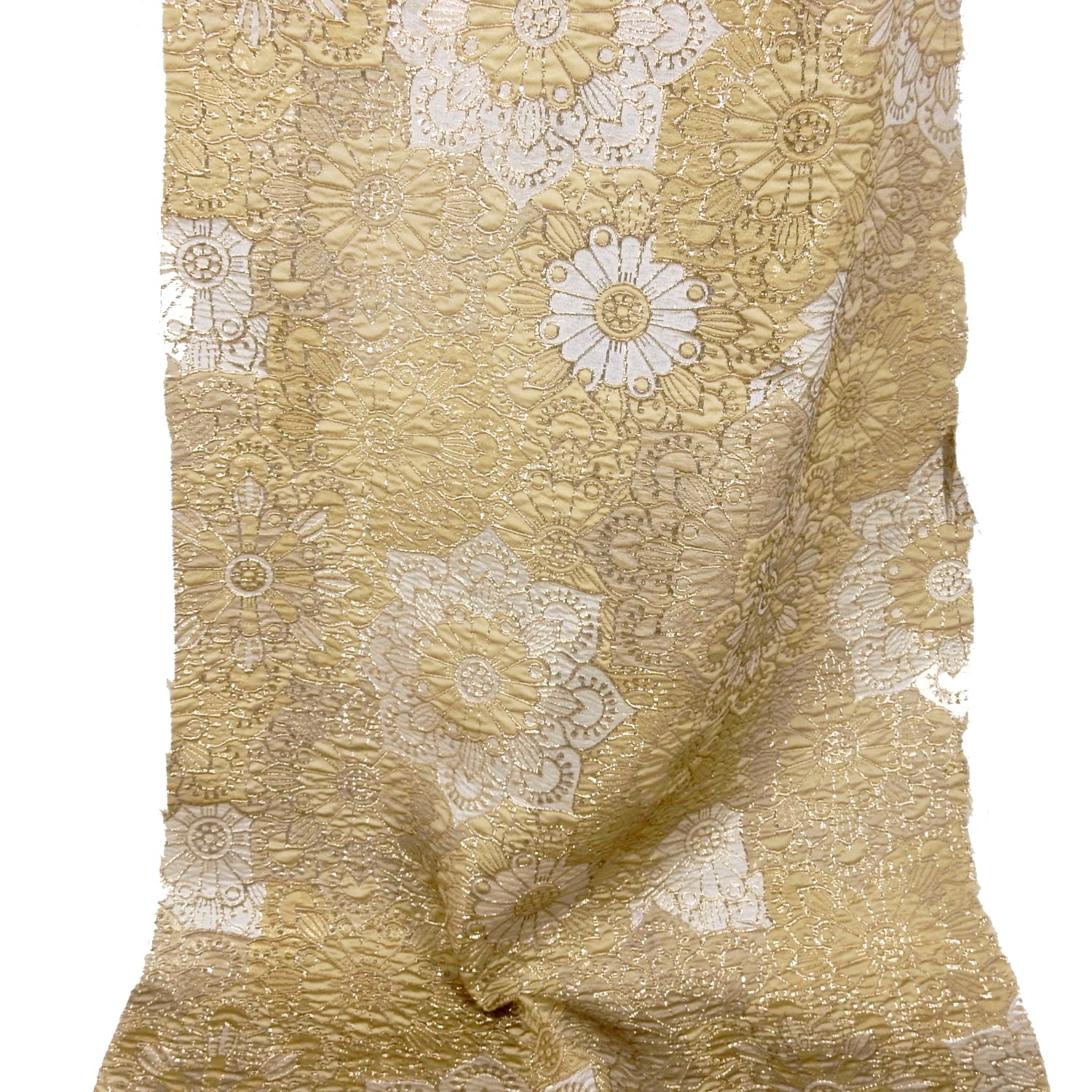 Metallic Brocade Fabric 407 Gold, Beige & Metallic Gold