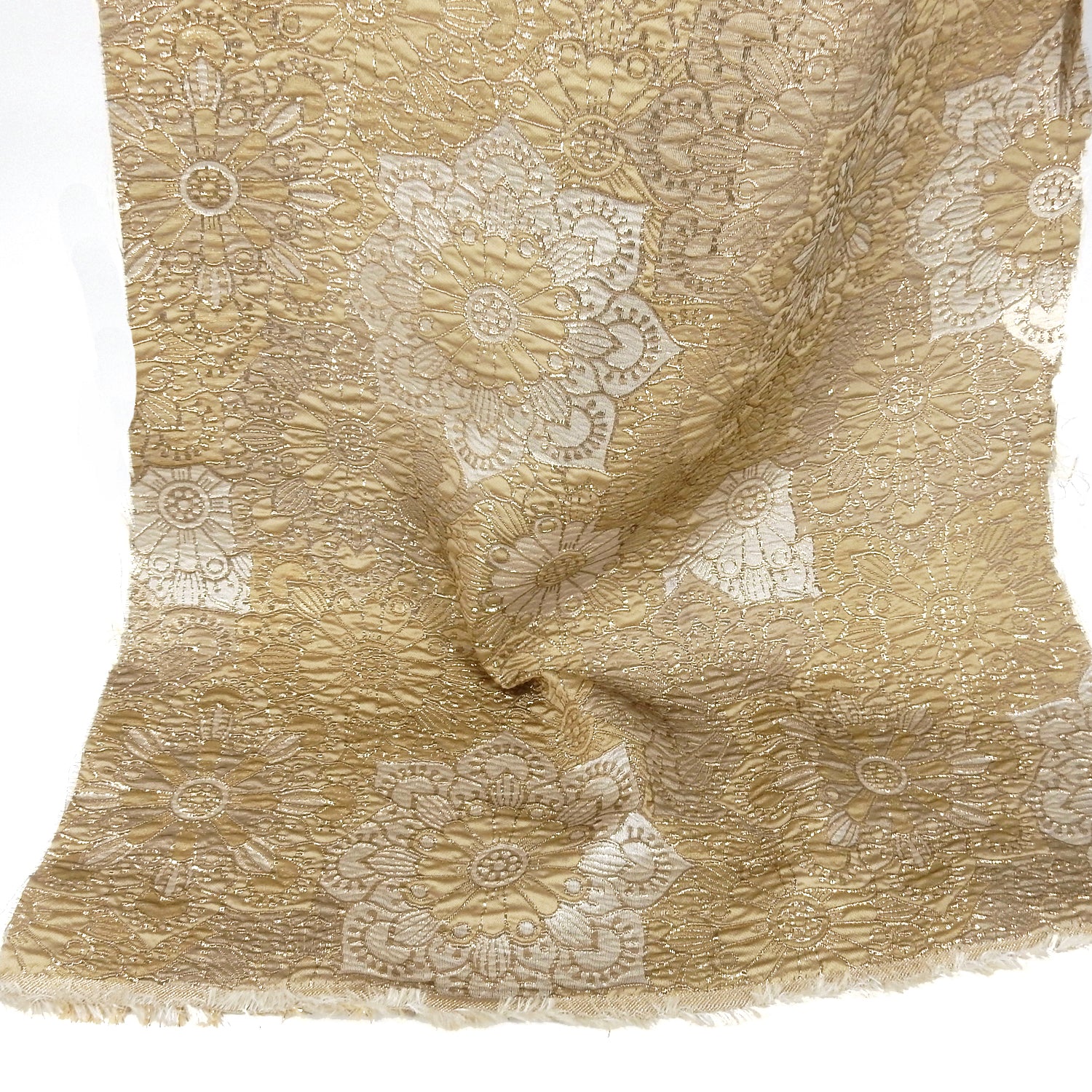 Metallic Brocade Fabric 407 Gold, Beige & Metallic Gold
