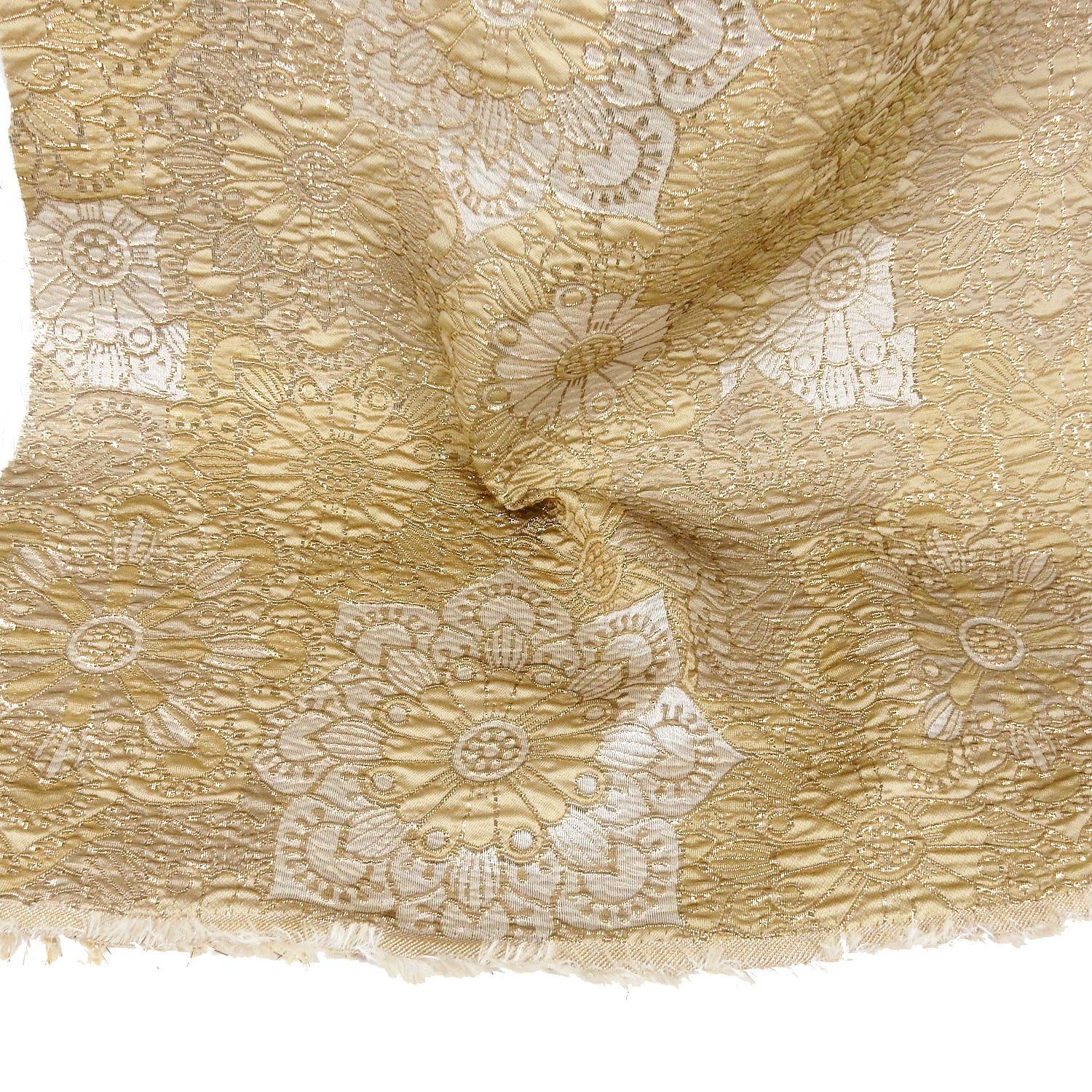 Metallic Brocade Fabric 407 Gold, Beige & Metallic Gold