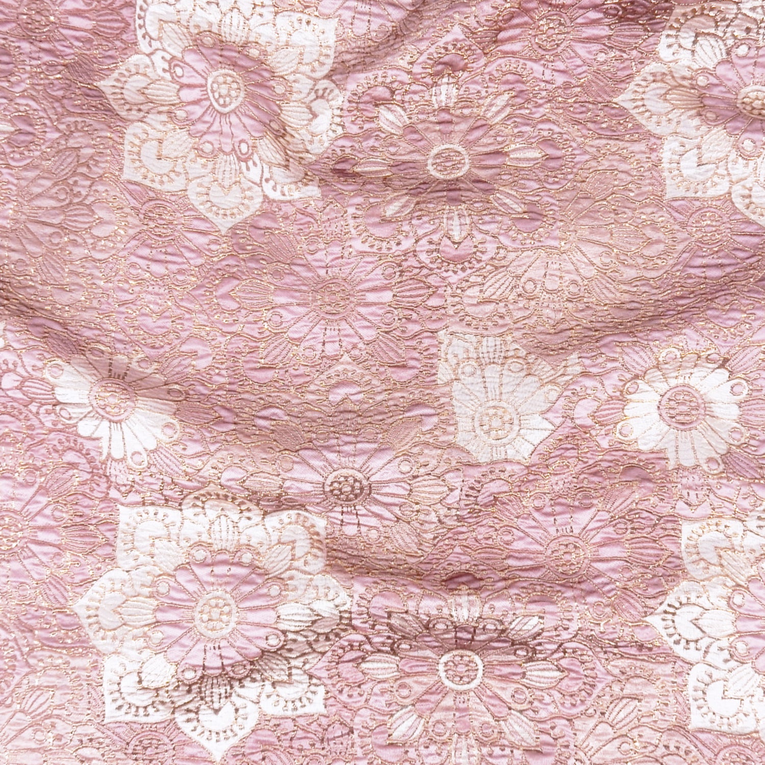 Metallic Brocade Fabric 408 Dusty Mauve, Silver & Metallic Gold