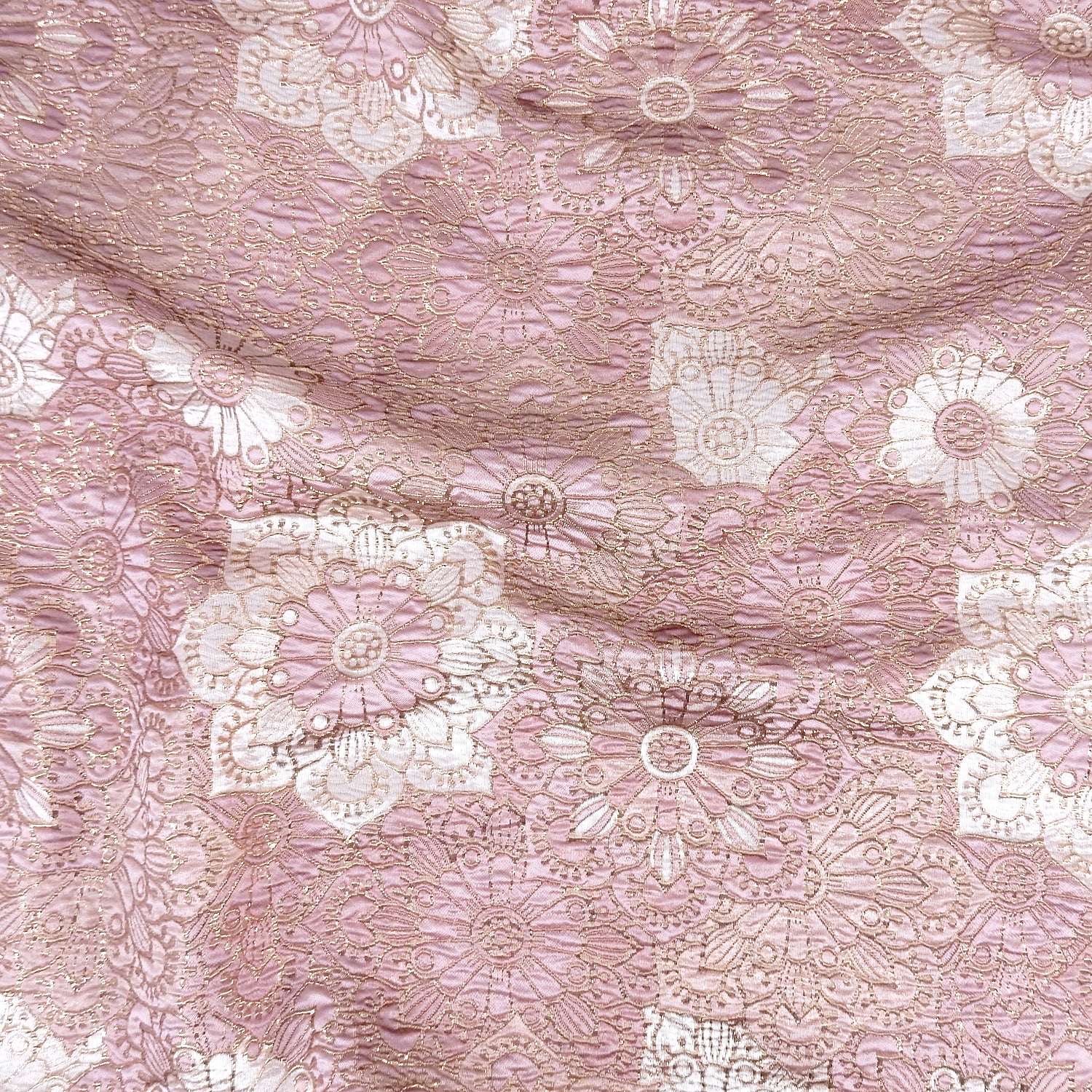 Metallic Brocade Fabric 408 Dusty Mauve, Silver & Metallic Gold