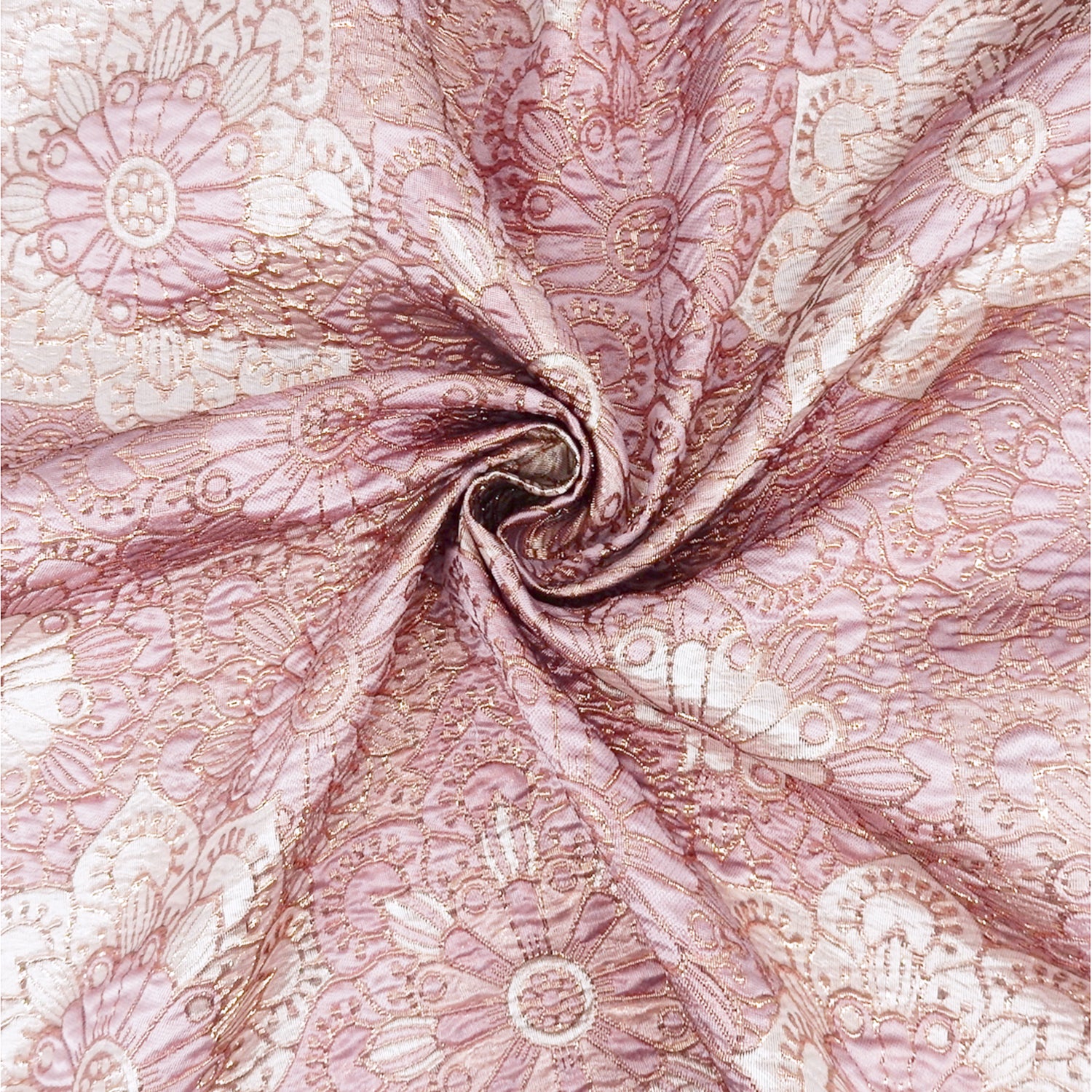 Metallic Brocade Fabric 408 Dusty Mauve, Silver & Metallic Gold