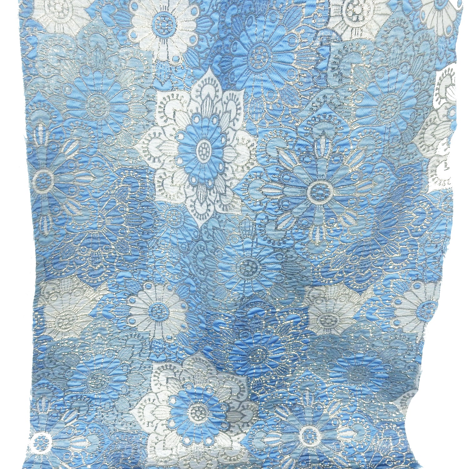 Metallic Brocade Fabric 409 Aquamarine & Silver