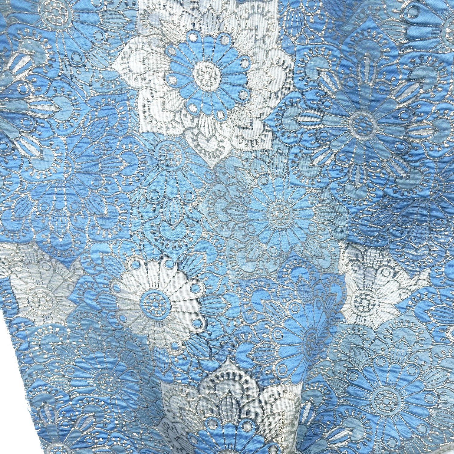 Metallic Brocade Fabric 409 Aquamarine & Silver