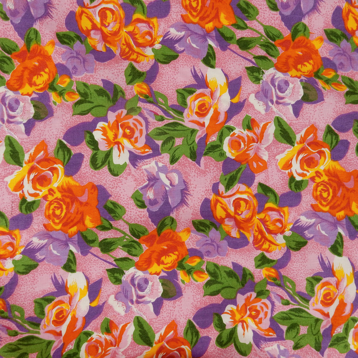 Premium 100% European Linen Floral Print Fabric ALLF1-939 Pink