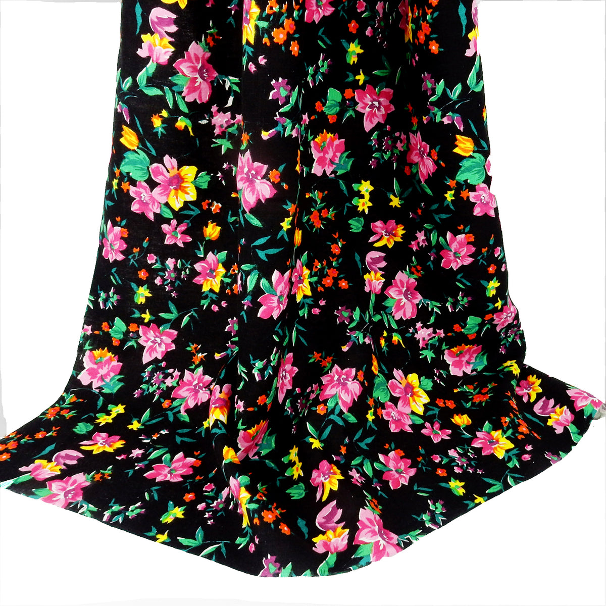 Premium 100% European Linen Floral Print Fabric ALLF1-940 Black