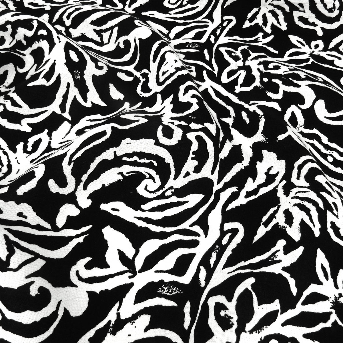 Premium 100% European Linen Modern Tropical Print Fabric - ALLF1-968 Black & White