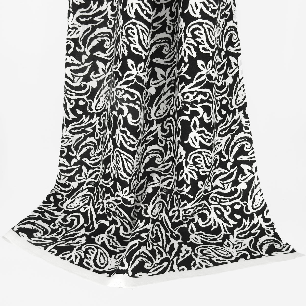 Premium 100% European Linen Modern Tropical Print Fabric - ALLF1-968 Black & White