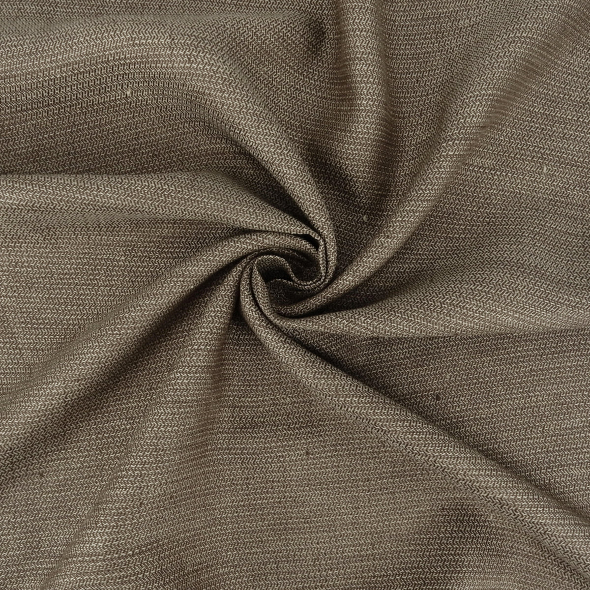 Premium 100% European Linen Yarn Dyed Herringbone Stripe Fabric. Sandalwood & Beige. apparel & high end home decor. shown swirled