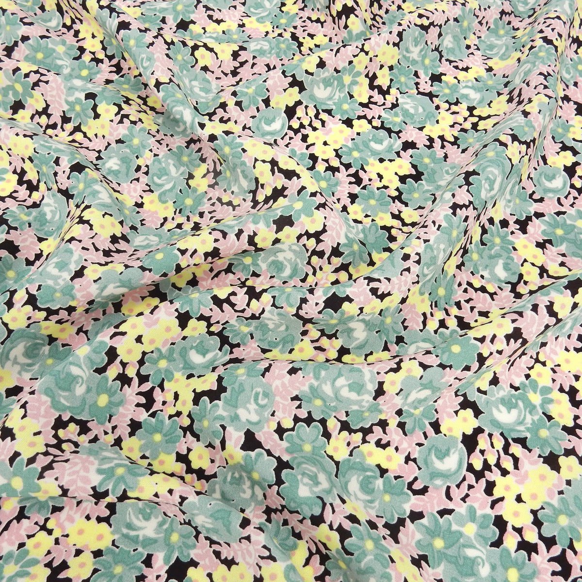 Premium Petite Floral 100% Rayon Challis Fabric CLF1-897 Moss Green
