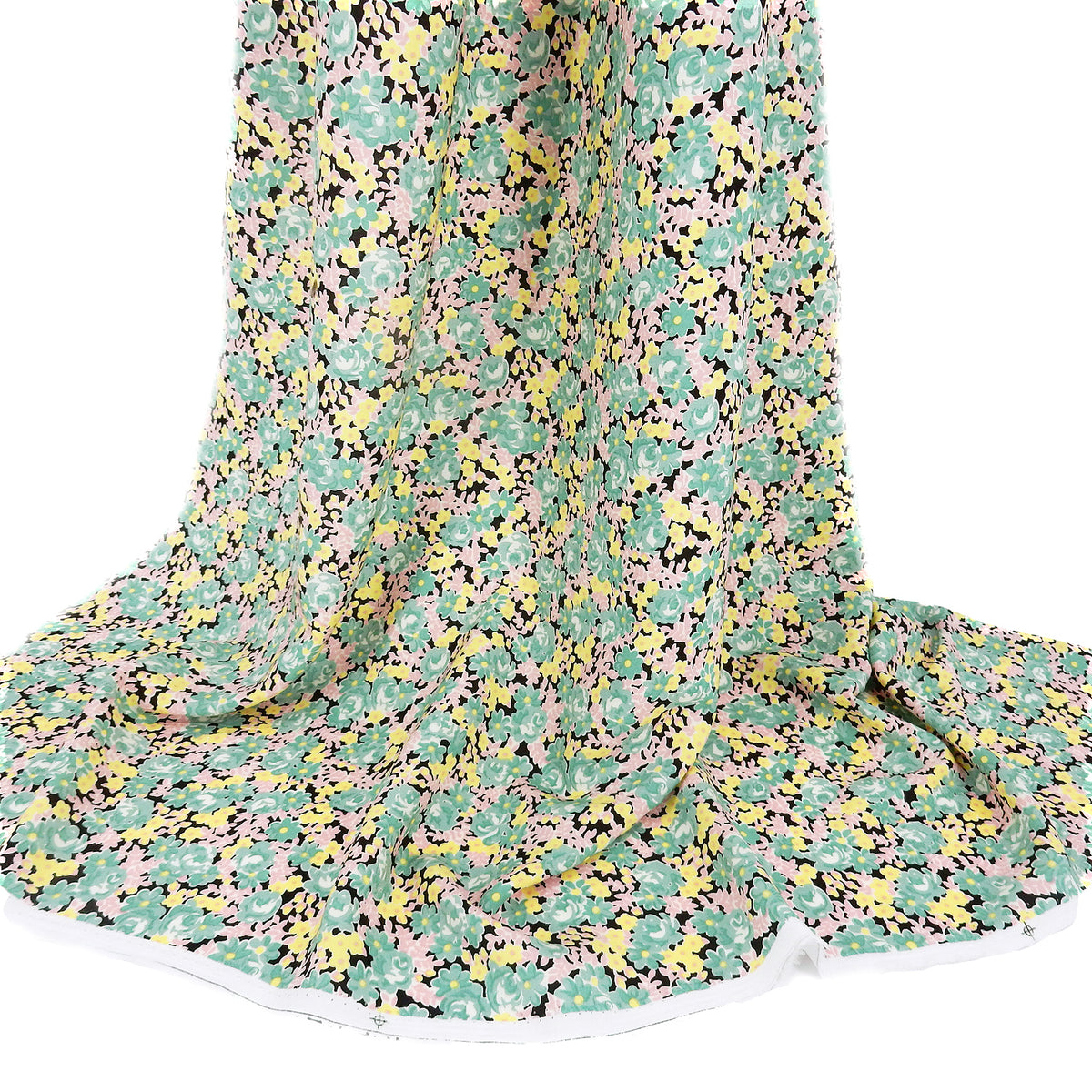 Premium Petite Floral 100% Rayon Challis Fabric CLF1-897 Moss Green