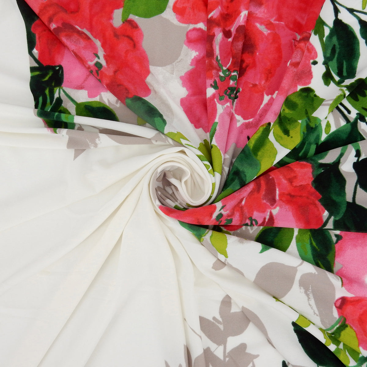 Silky Smooth Dress Weight Couture Rose Print Fabric - CLF1-846 Rose