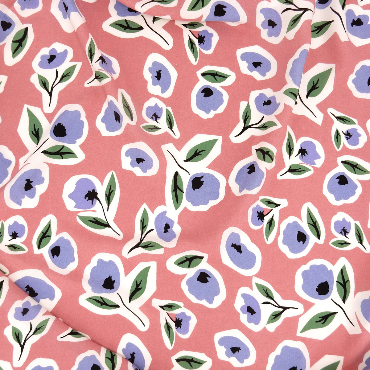 Soft Floral Premium 100% Rayon Challis Fabric CLF1-896 Dusty Rose