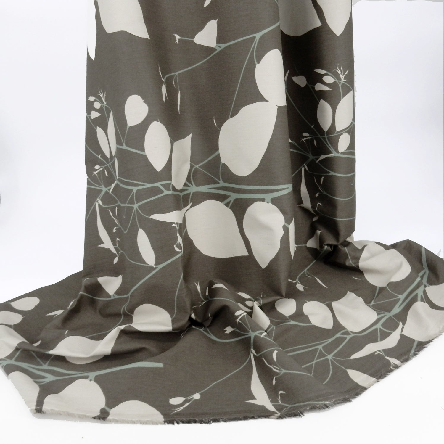 Taupe Gardenia Printed 7-Ounce Cotton Duck Fabric 300