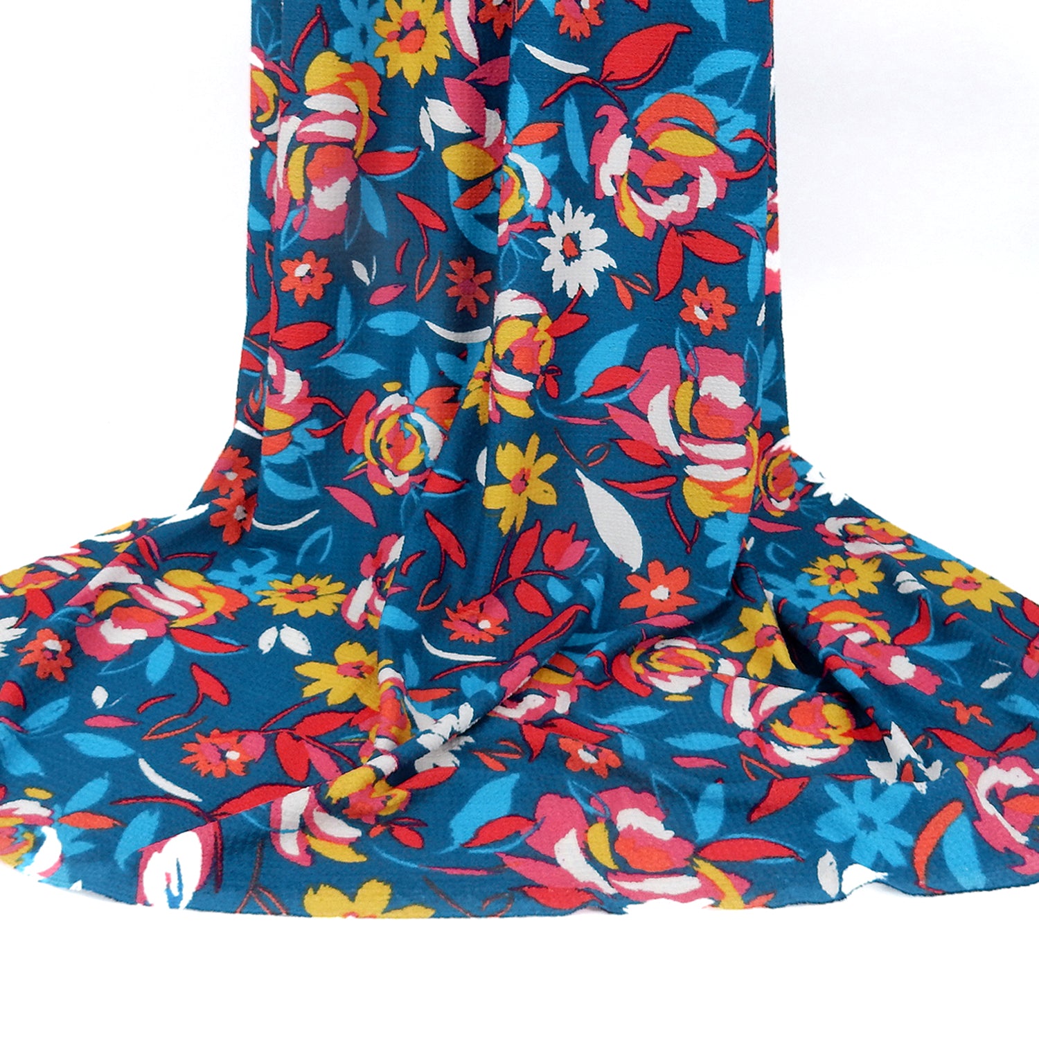Paisley Textured Zigzag Jacquard Stretch Dress Fabric- CLF1-845 Blue