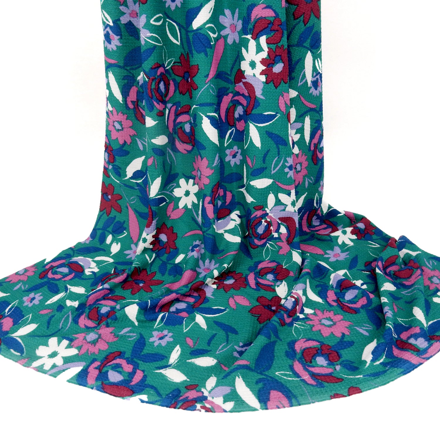Floral Textured Zigzag Jacquard Stretch Dress Fabric- CLF1-848 Teal