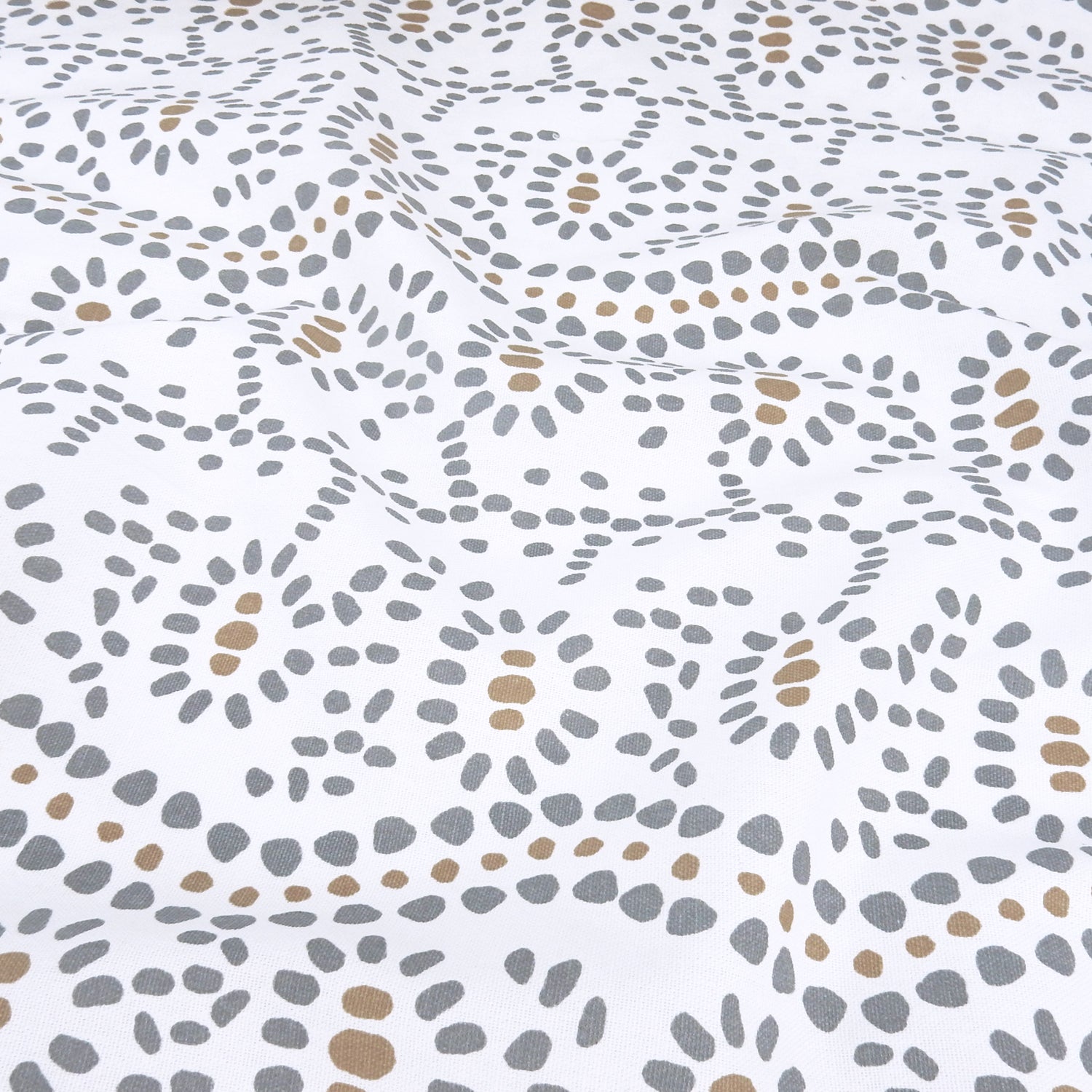 White Artisanal Dot Printed 7-Ounce Cotton Duck Fabric 301
