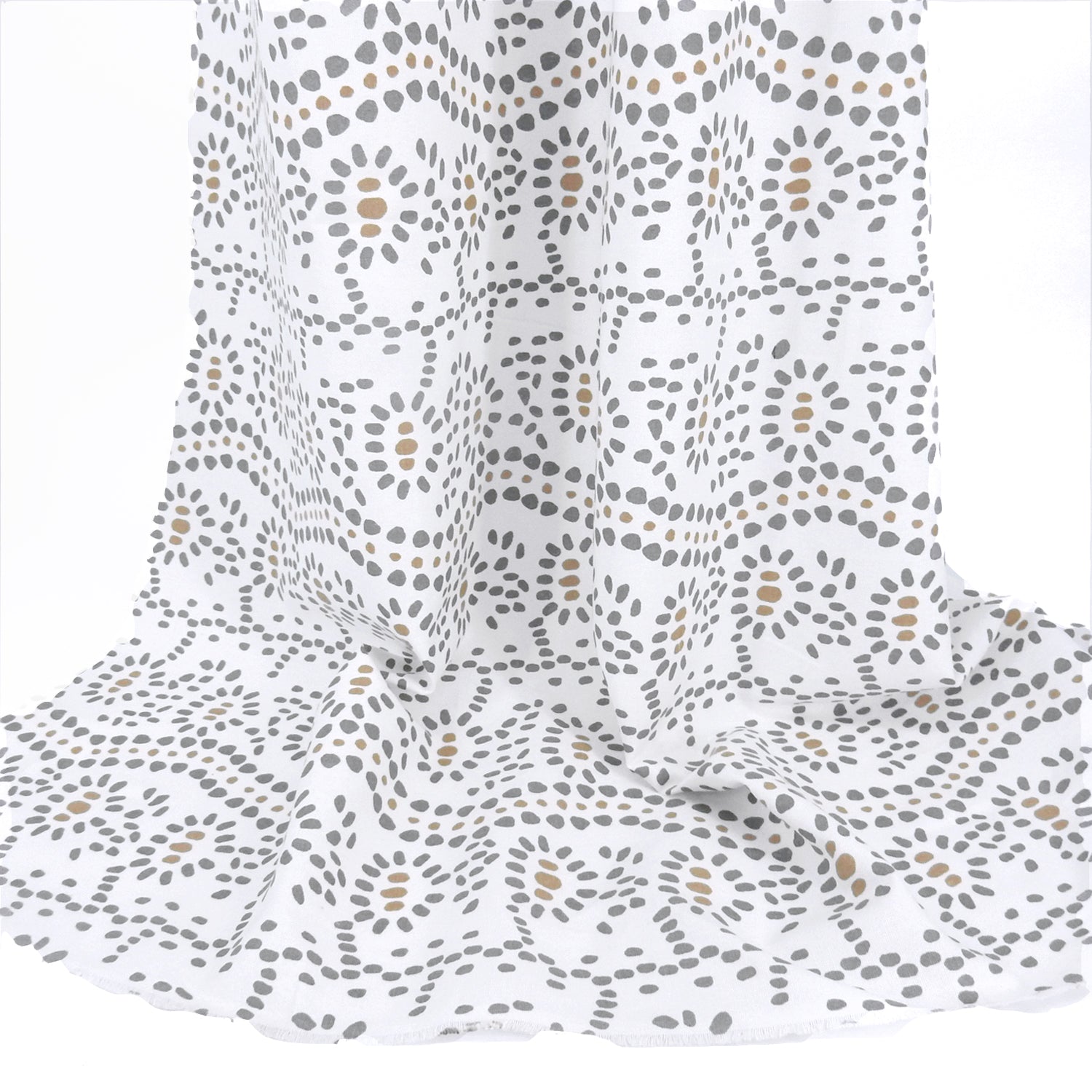 White Artisanal Dot Printed 7-Ounce Cotton Duck Fabric 301