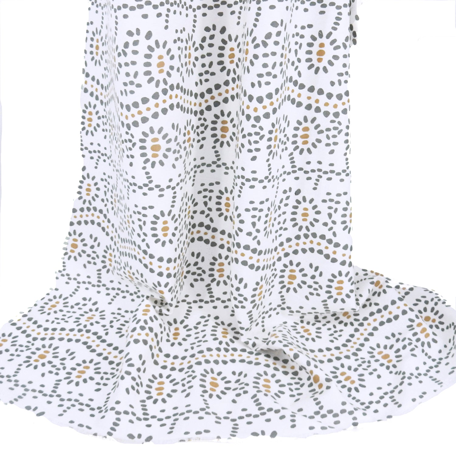 White Artisanal Dot Printed 7-Ounce Cotton Duck Fabric 301