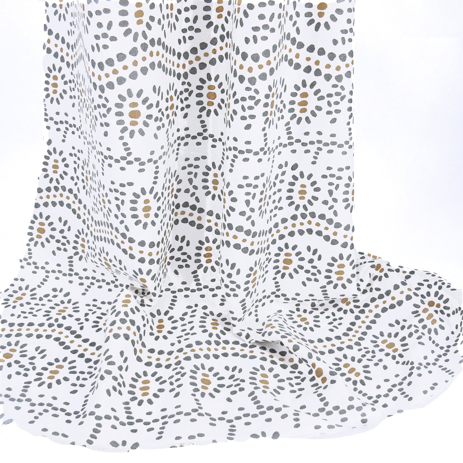 White Artisanal Dot Printed 7-Ounce Cotton Duck Fabric 301