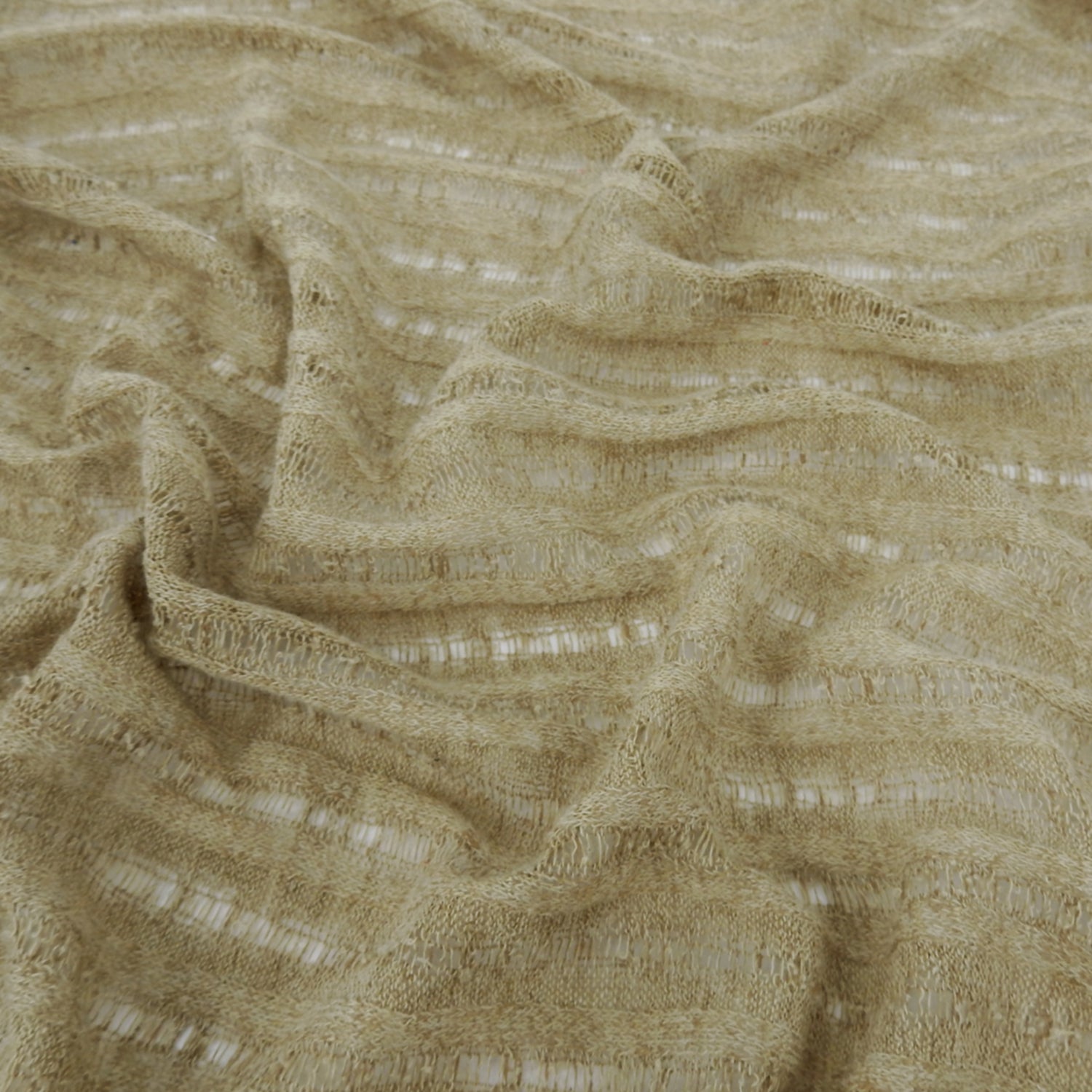 Natural Textured-Stripe Open-Weave Faux Linen Fabric 144