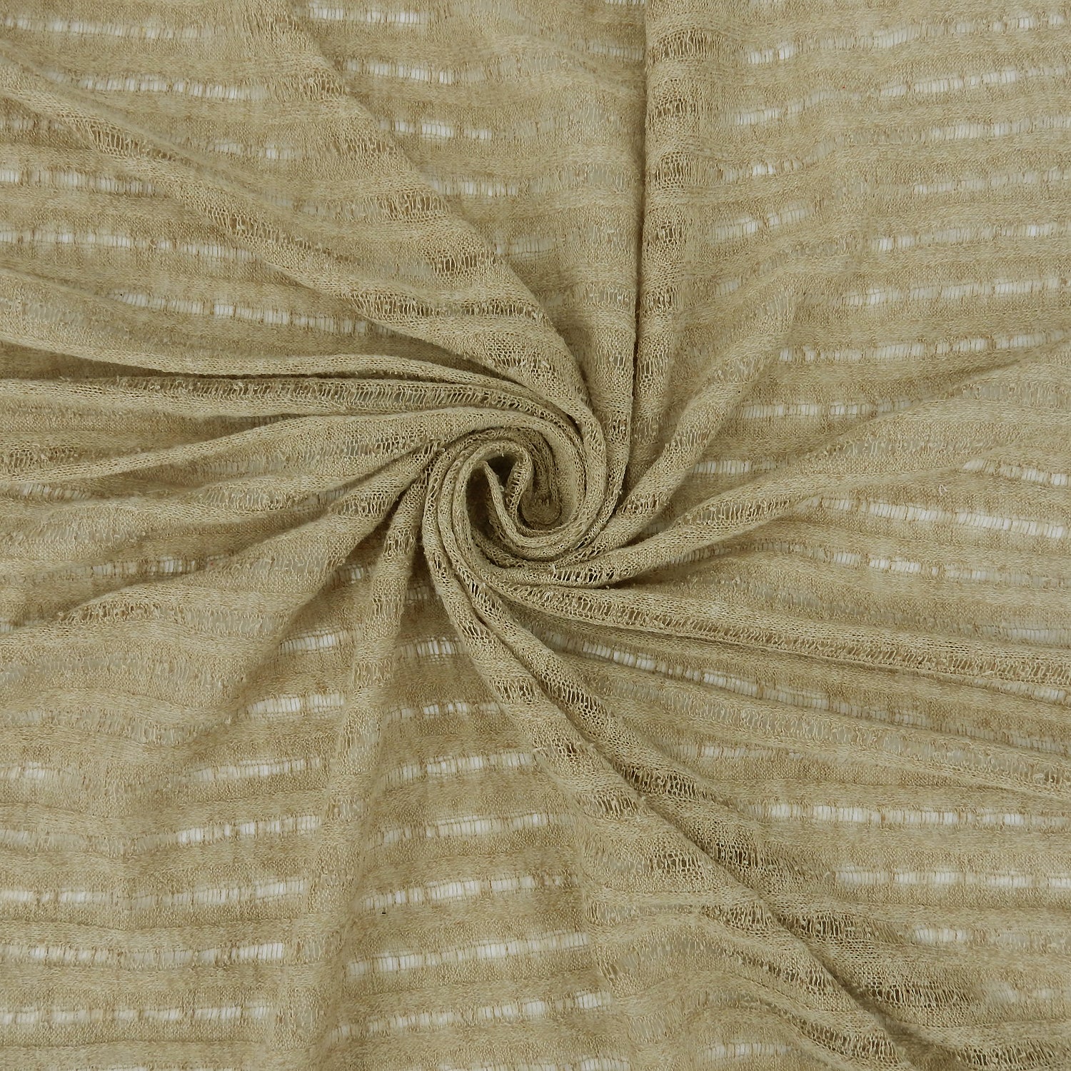 Natural Textured-Stripe Open-Weave Faux Linen Fabric 144