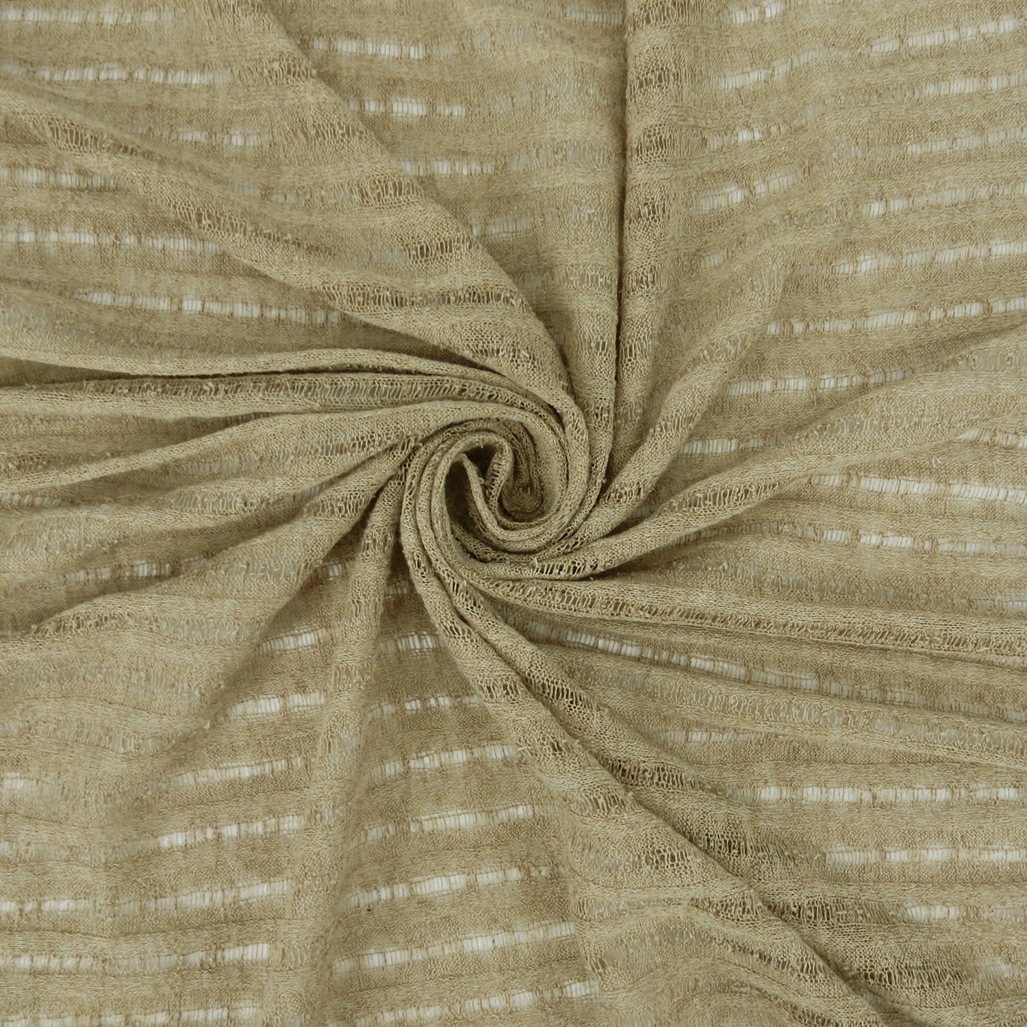 Natural Textured-Stripe Open-Weave Faux Linen Fabric 144