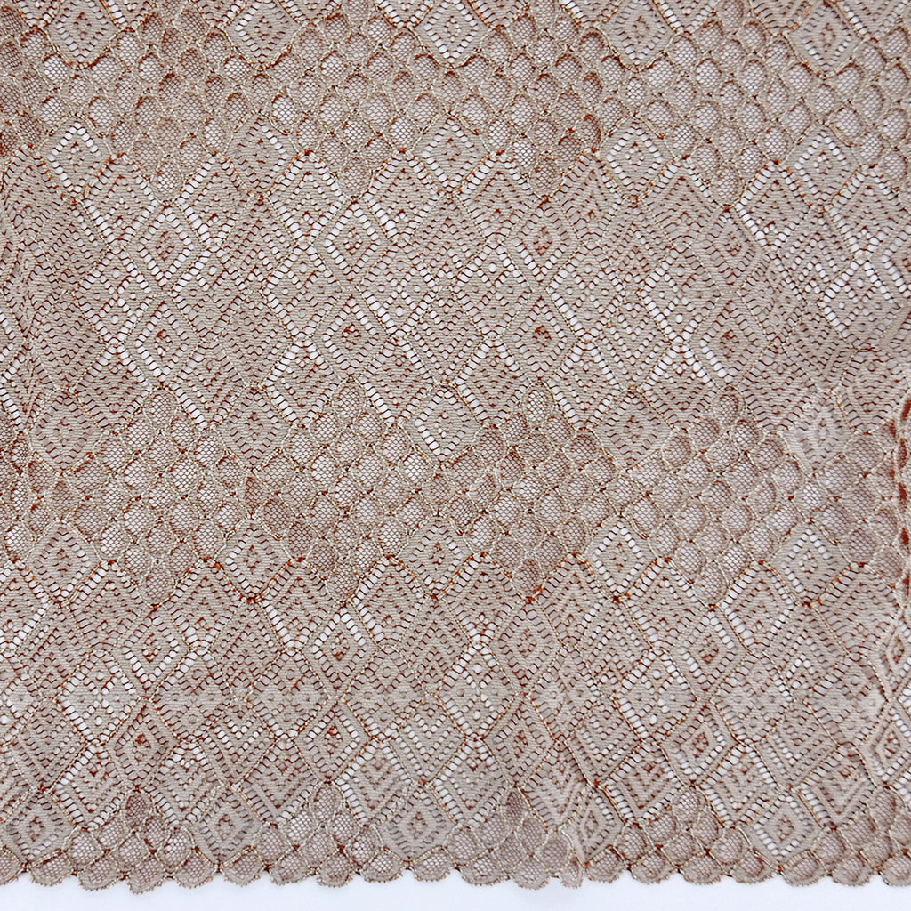 Double Scalloped Lace Fabric 4005 Maroon/Taupe