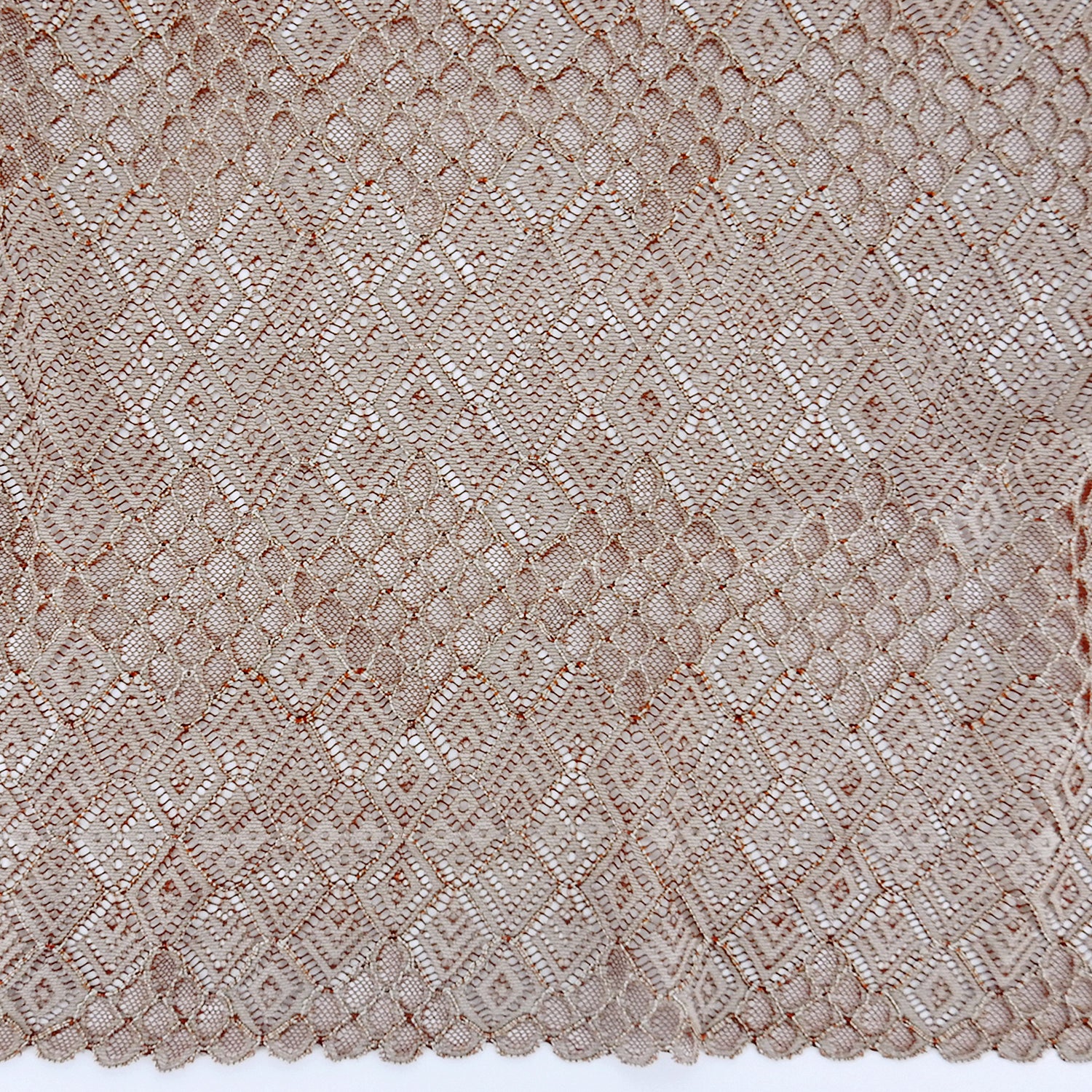 Double Scalloped Klauber Lace Fabric 4005 Maroon/Taupe