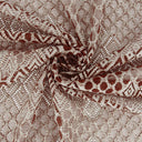 Double Scalloped Lace Fabric 4005 Maroon/Taupe