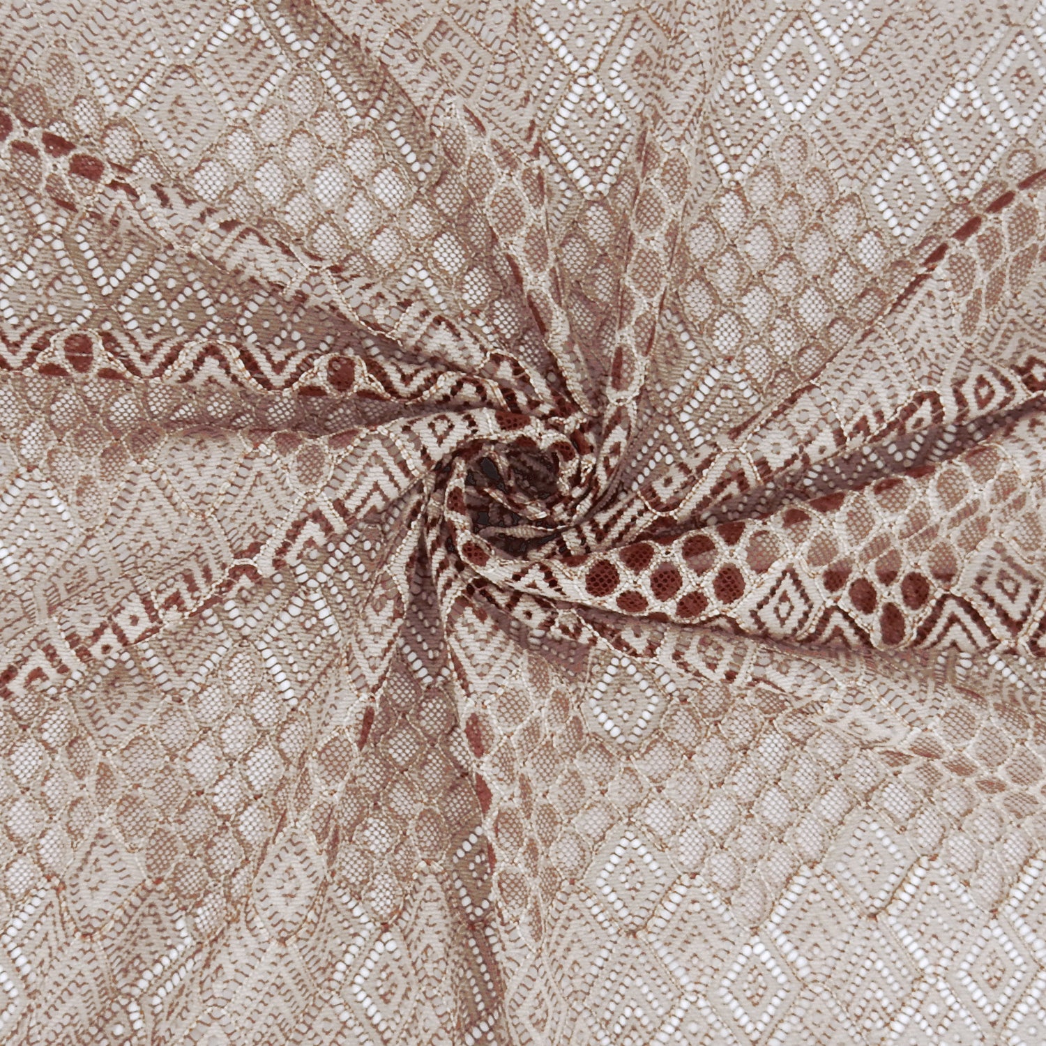 Double Scalloped Klauber Lace Fabric 4005 Maroon/Taupe