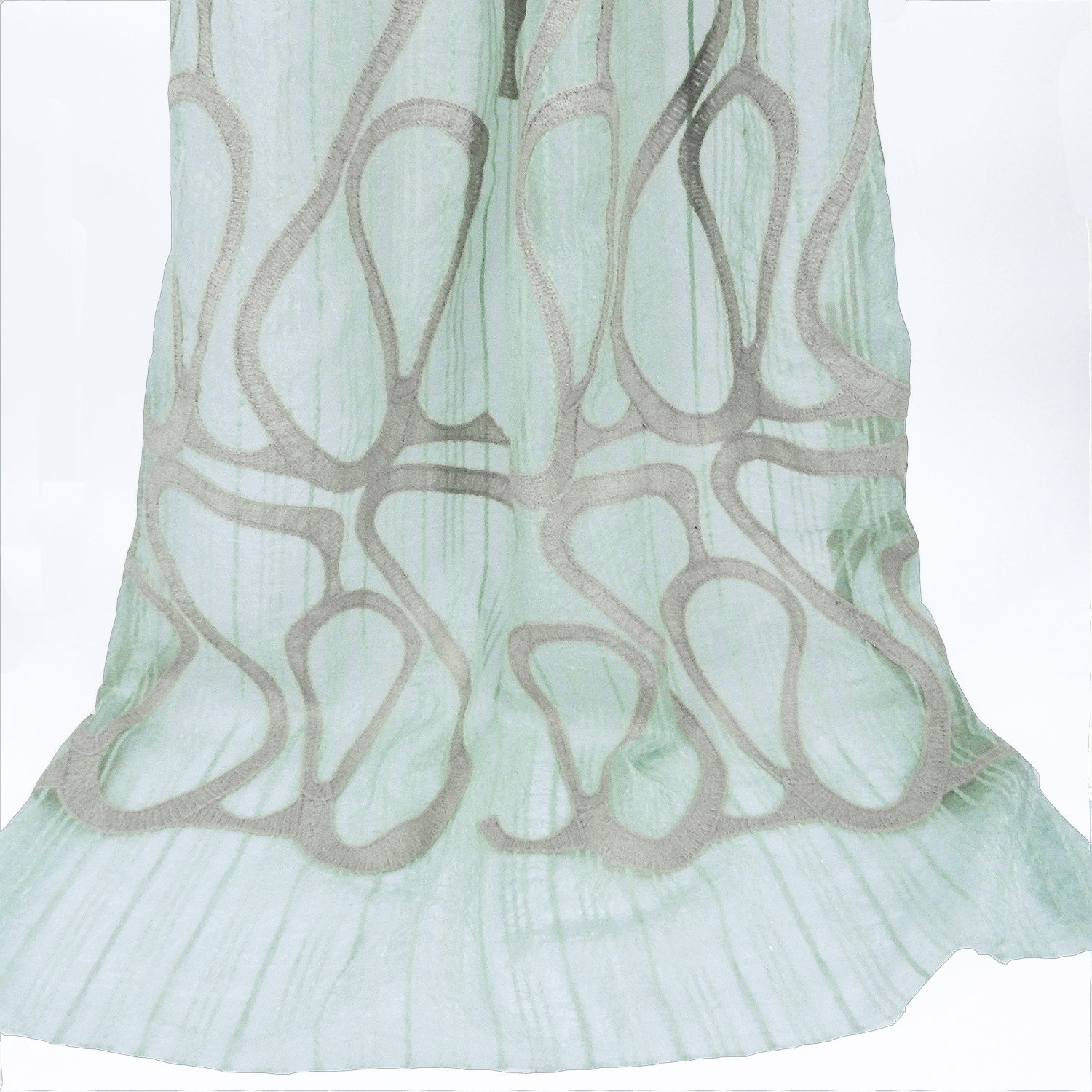 Crinkle Organza Woven Stripe Fabric with Rustic Cotton Cording 410 Moss Green