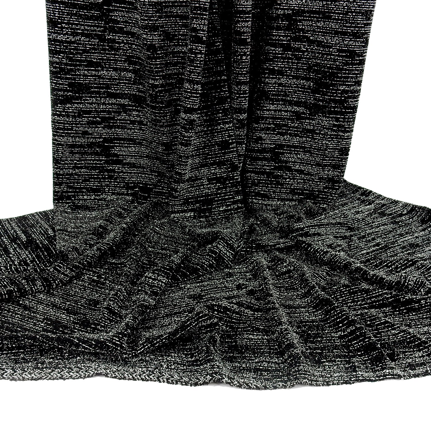 Metallic Shimmer Textured Knit Fabric 418 Black and Silver