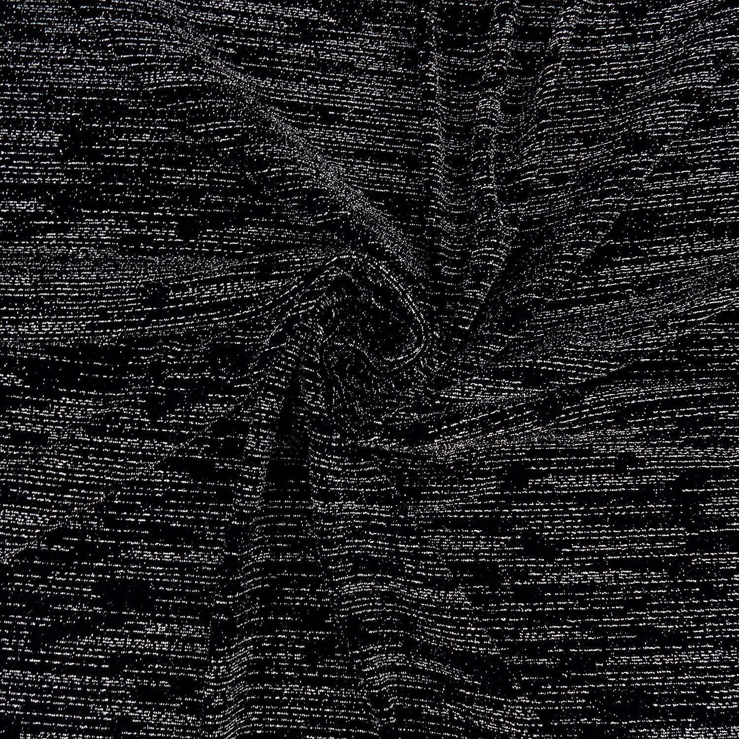 Metallic Shimmer Textured Knit Fabric 418 Black and Silver