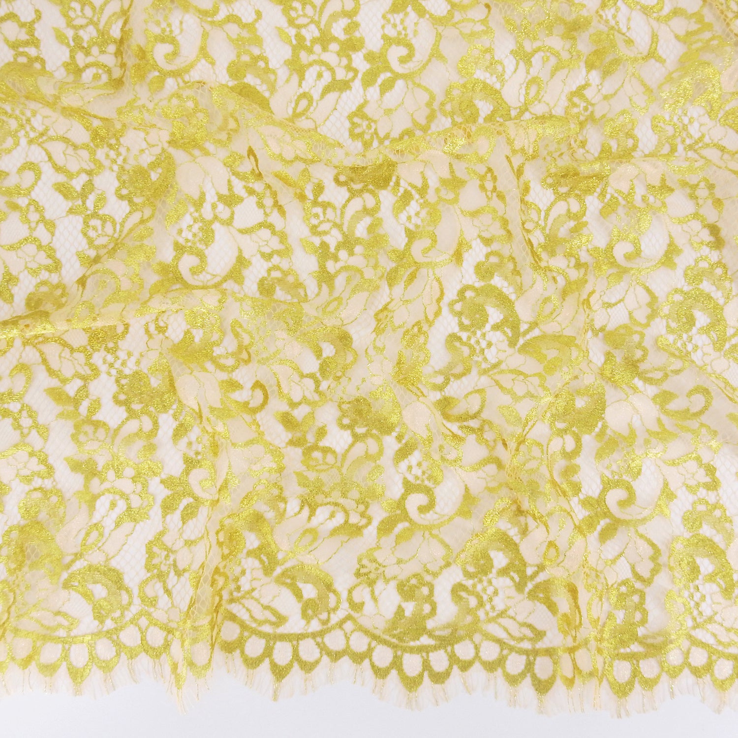 Metallic Double-Sided Eyelash Border Lace Fabric 3529 Blush