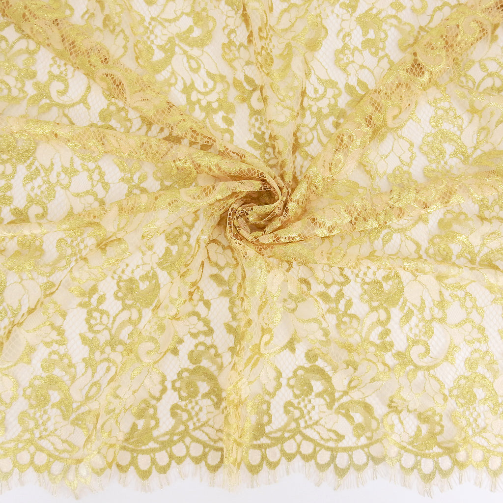 Metallic Double-Sided Eyelash Border Lace Fabric 3529 Blush
