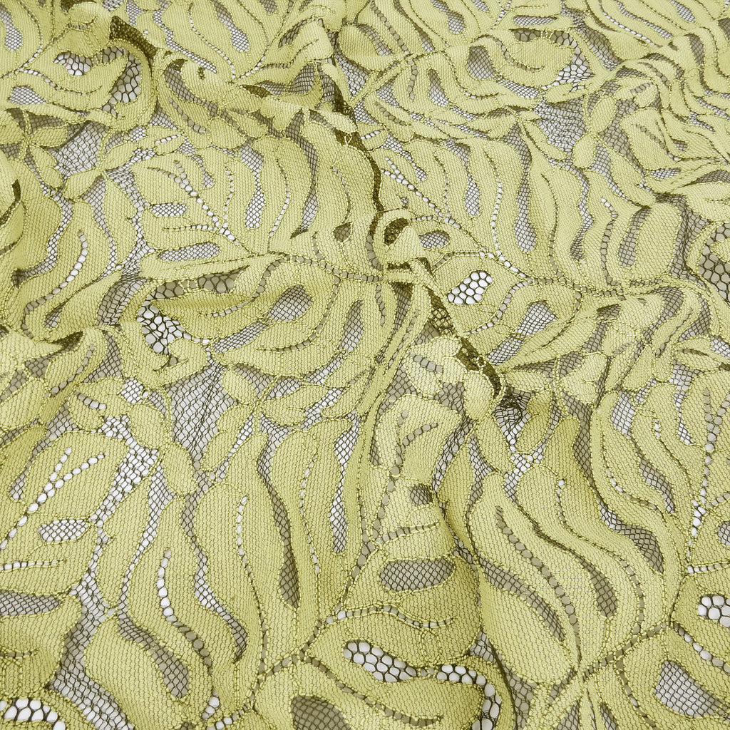 Double Sided Eyelash Scalloped Border Lace Fabric 4080 Dark Olive/Lemon Zest
