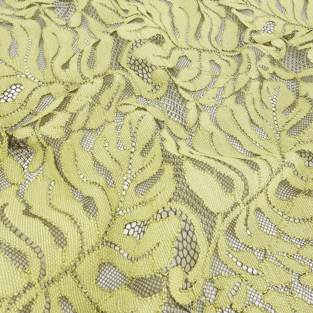 Double Sided Eyelash Scalloped Border Lace Fabric 4080 Dark Olive/Lemon Zest
