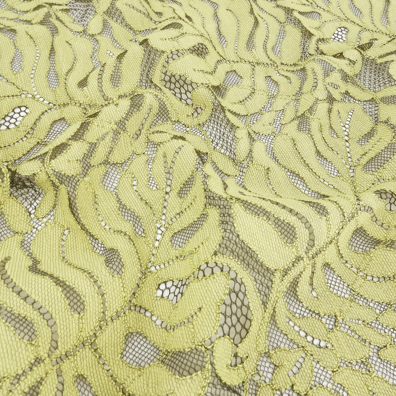 Double Sided Eyelash Scalloped Border Lace Fabric 4080 Dark Olive/Lemon Zest