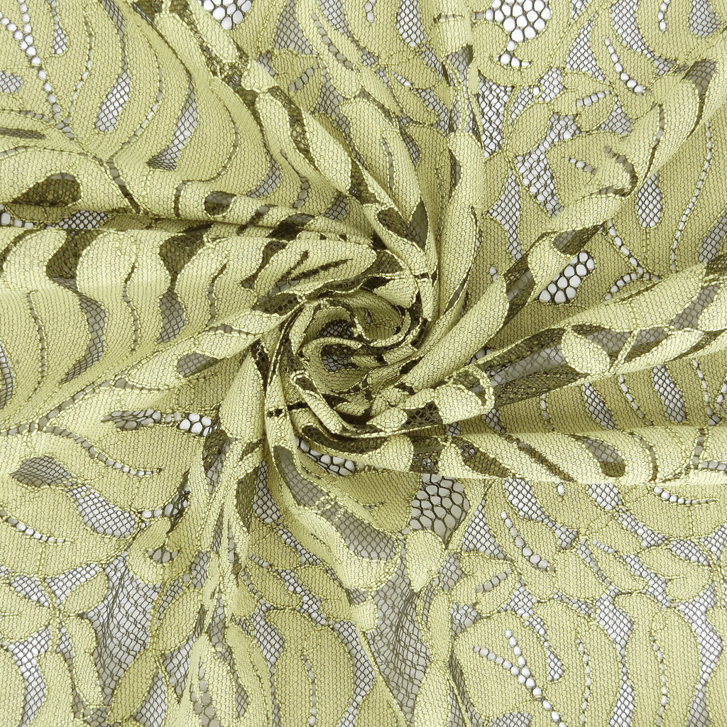 Double Sided Eyelash Scalloped Border Lace Fabric 4080 Dark Olive/Lemon Zest