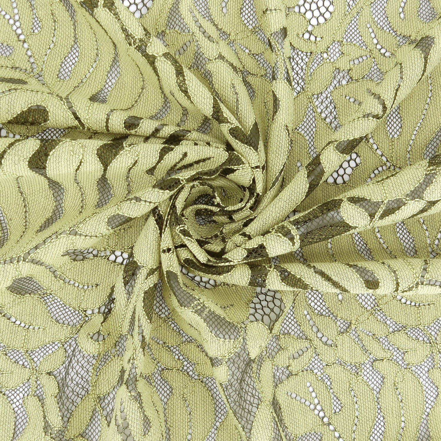 Double Sided Eyelash Scalloped Border Lace Fabric 4080 Dark Olive/Lemon Zest