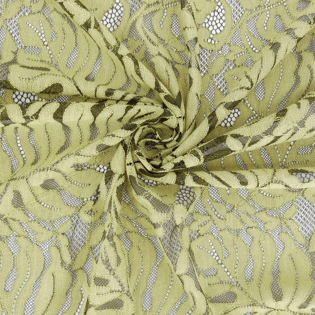 Double Sided Eyelash Scalloped Border Lace Fabric 4080 Dark Olive/Lemon Zest
