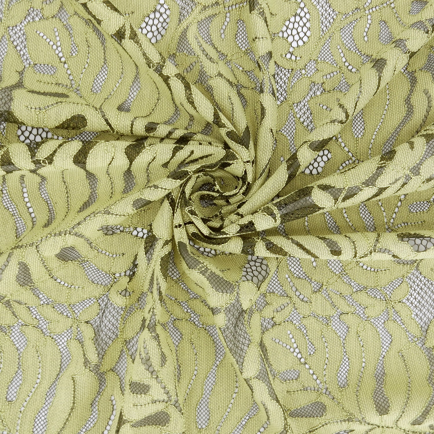 Double Sided Eyelash Scalloped Border Lace Fabric 4080 Dark Olive/Lemon Zest