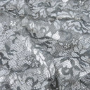 Embroidered Double Sided Border Stretch Lace Fabric 7638 Grey/Silver