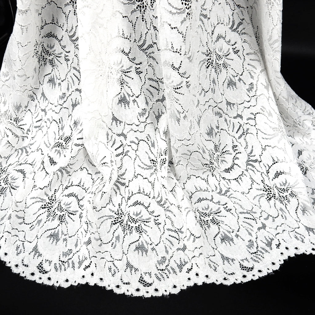 Double Sided Scalloped Border Stretch Lace Fabric 9739 Ivory