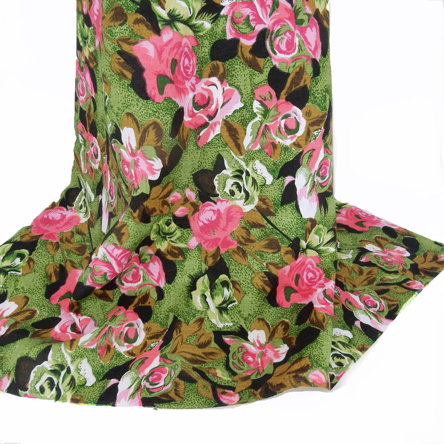Premium 100% European Linen Floral Print Fabric ALLF1-930 Green