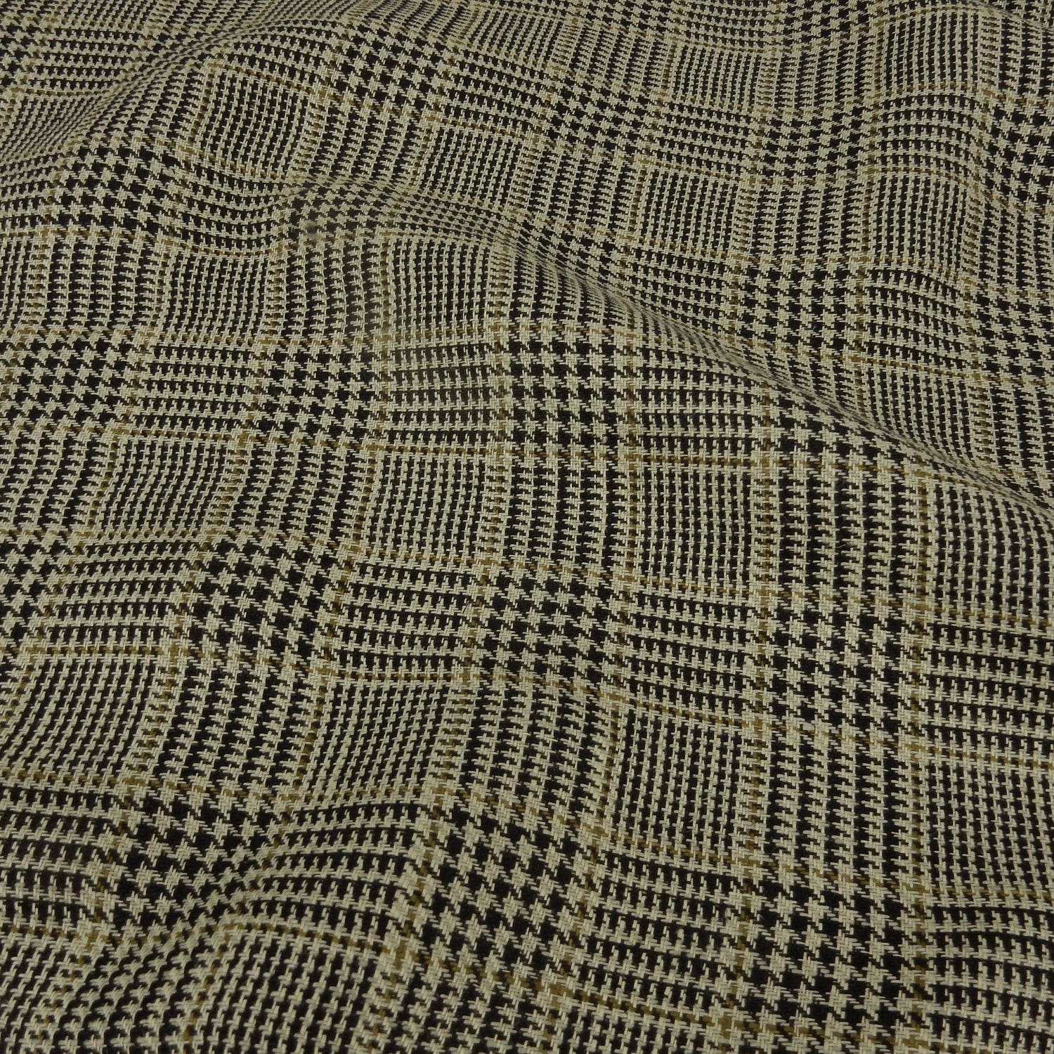 Premium 100% European Linen fabric. Yarn-Dyed Plaid in beige tones. medium weight for apparel & home interior. shown lightly gathered