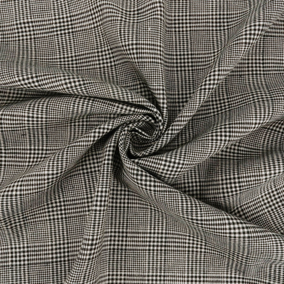 Premium 100% European Linen Yarn Dyed Plaid Fabric. Black & Gray. mid-weight apparel & high end home decor. shown swirled