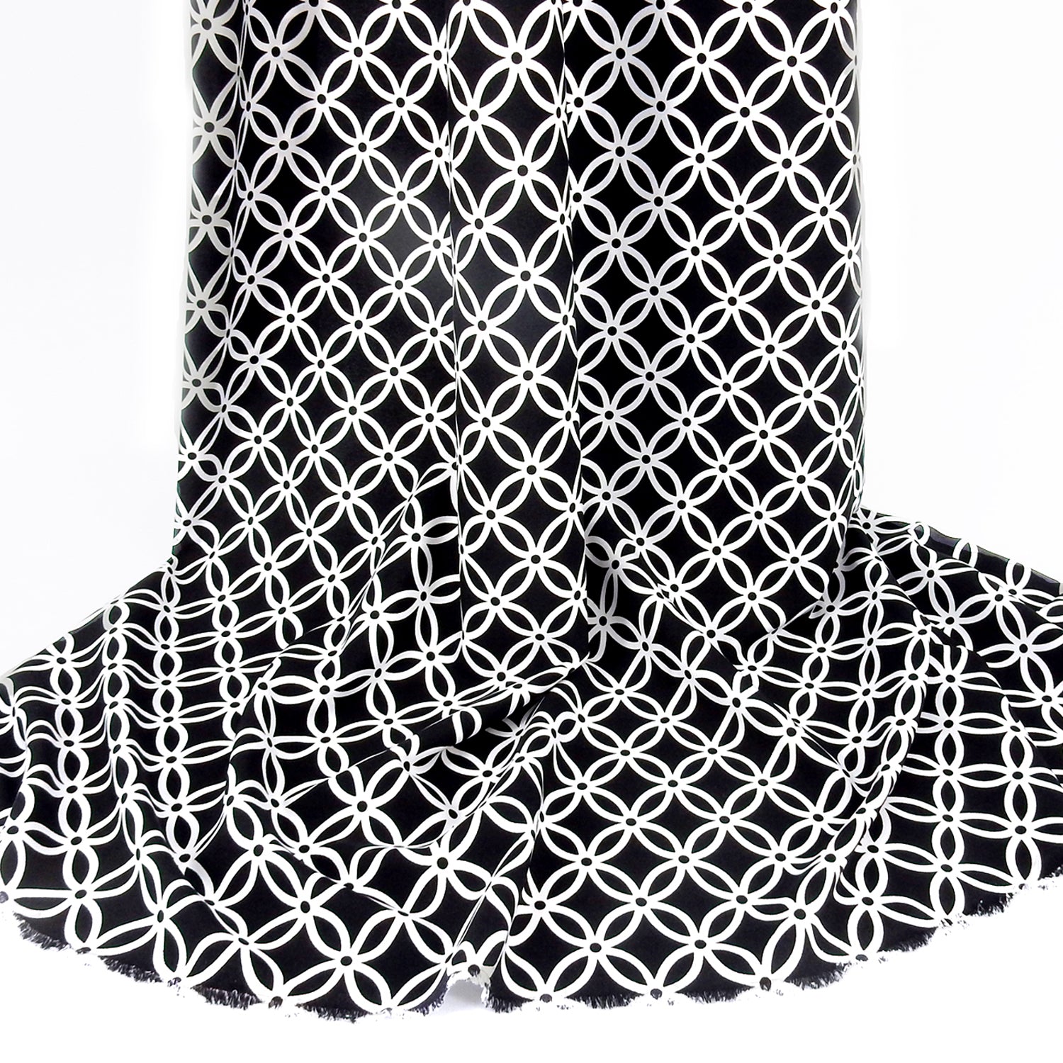 Black & White Geometric – Silky Smooth Stretch Dress Fabric CLF1-851